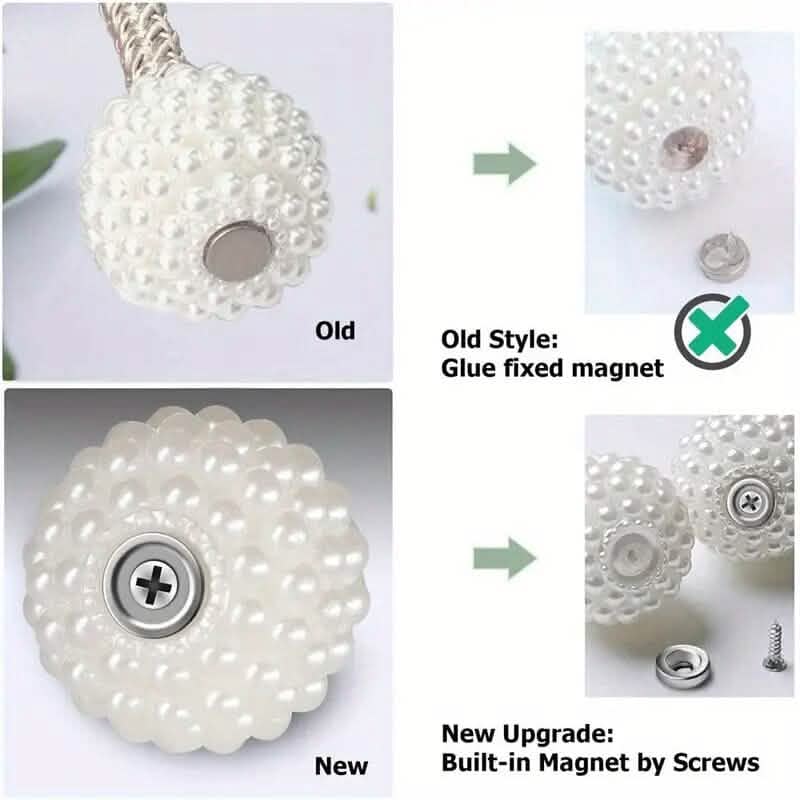 2 Stück: Magnetische Raffhalter mit Kunstperlen