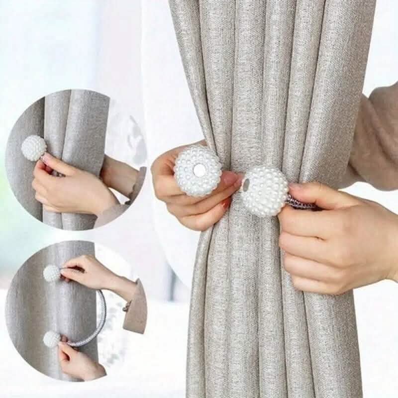 2 Stück: Magnetische Raffhalter mit Kunstperlen