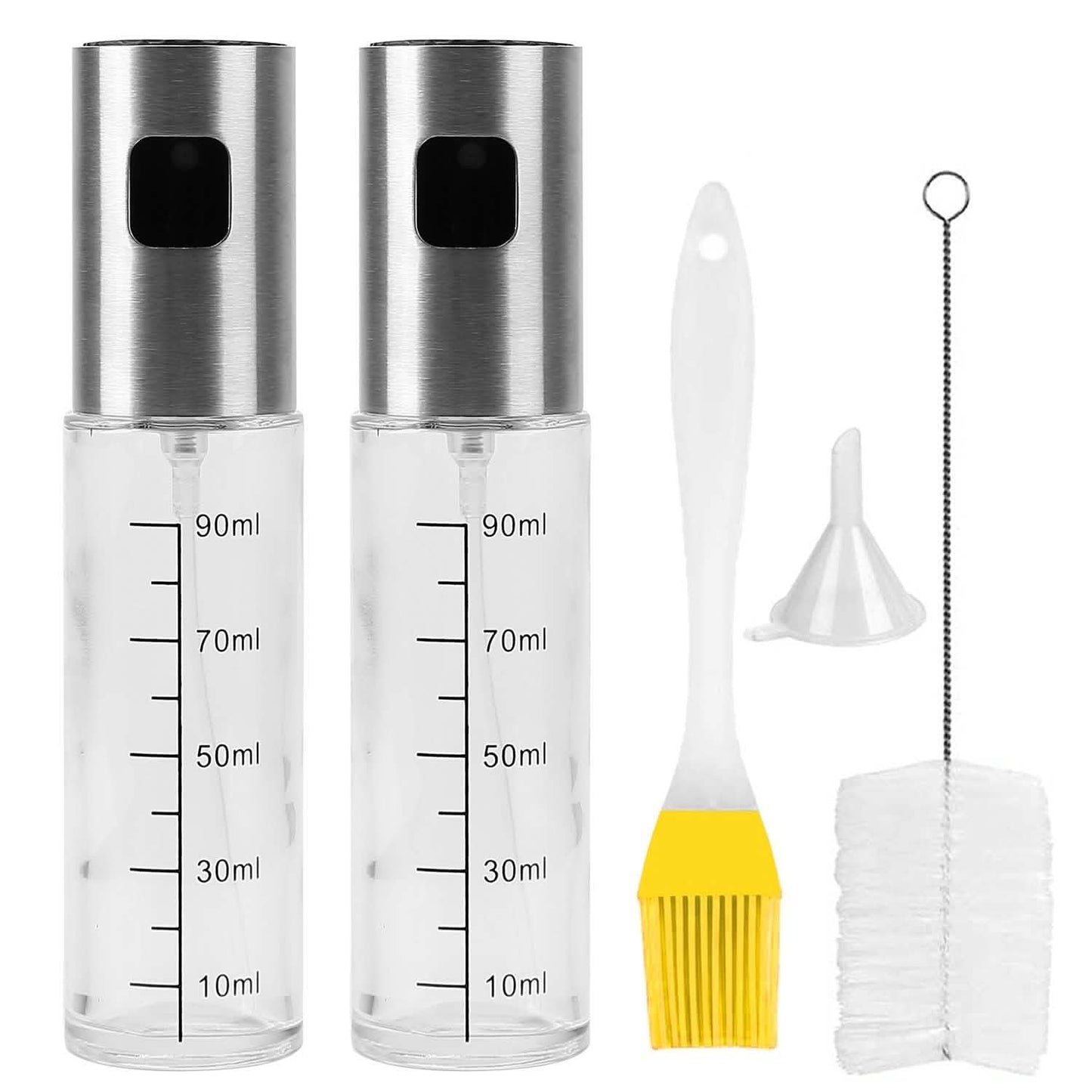 2-teilig: Ölsprüher nachfüllbar Edelstahl Glas Essig mit Messfunktion Ölkontrolle Diät