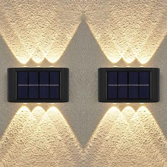 2 Stück: Außenwandleuchte Solar Wasserdichte LED-Leuchte