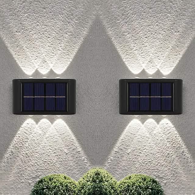 2 Stück: Außenwandleuchte Solar Wasserdichte LED-Leuchte