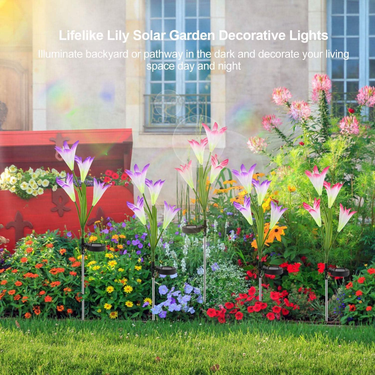 2-teiliges Set: Solar-Gartenleuchten für Außenbereiche