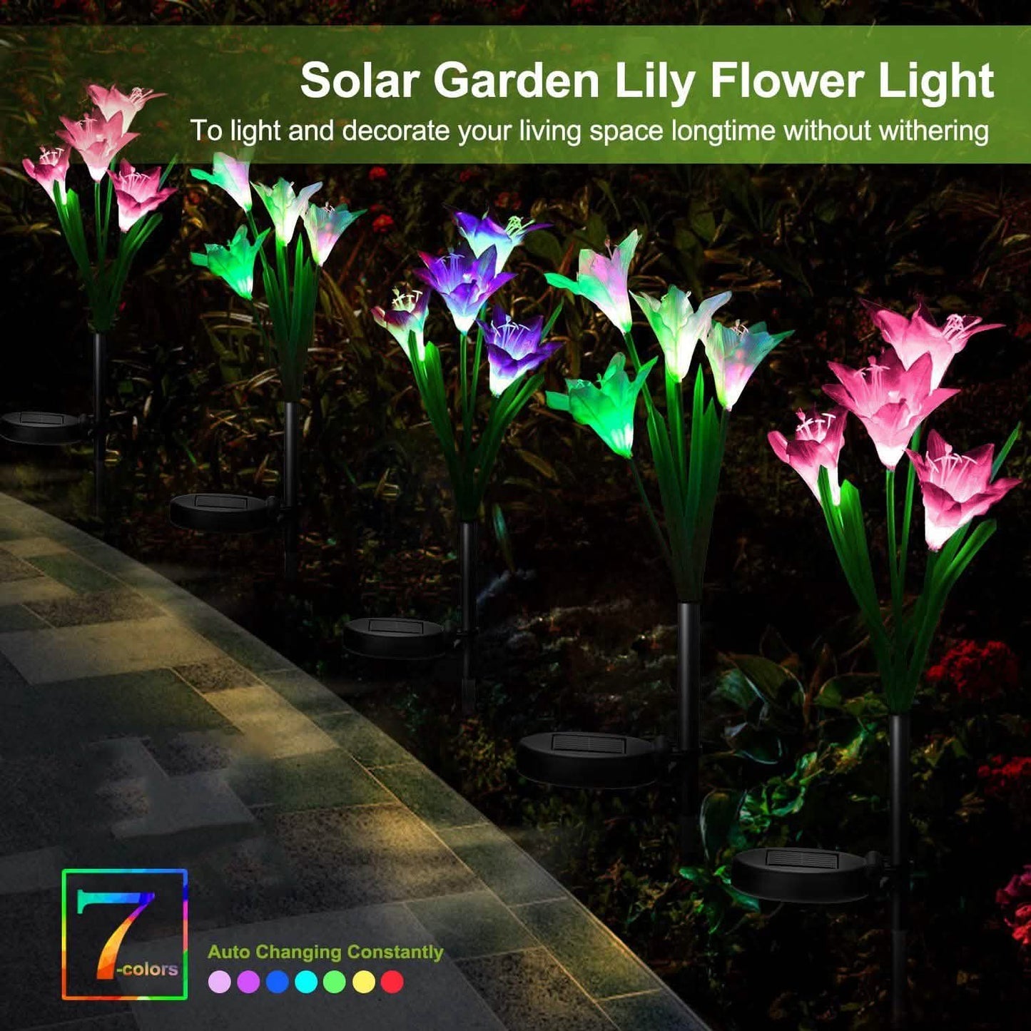 2-teiliges Set: Solar-Gartenleuchten für Außenbereiche