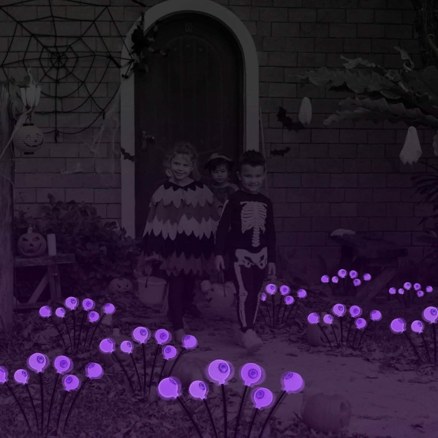 2 Stück: Solar Gruselaugen Lichter Halloween Deko Wackelndes Licht