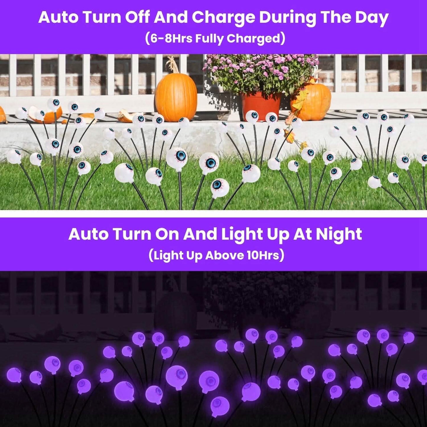 2 Stück: Solar Gruselaugen Lichter Halloween Deko Wackelndes Licht