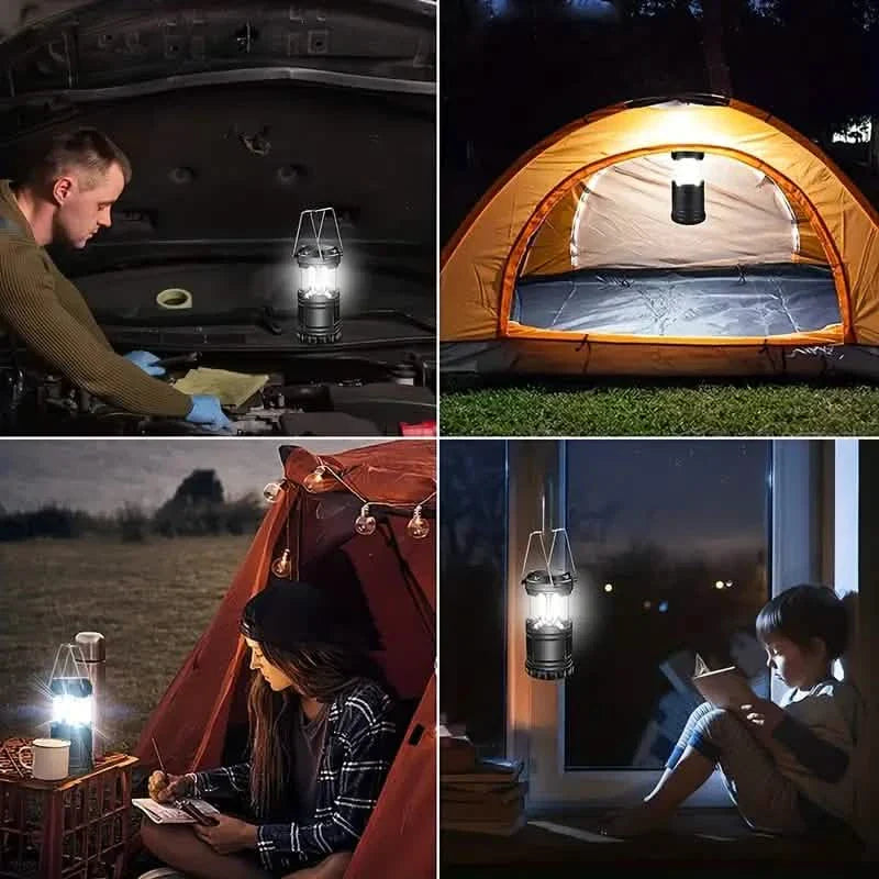 2er-Pack: Superhelle LED-Campinglaterne – tragbare und faltbare Notfall-Taschenlampe mit Batteriebetrieb
