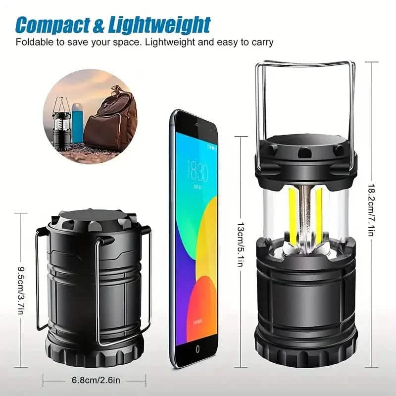 2er-Pack: Superhelle LED-Campinglaterne – tragbare und faltbare Notfall-Taschenlampe mit Batteriebetrieb