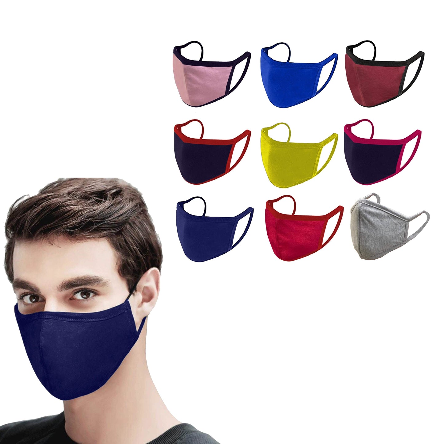20er-Pack: Nicht-medizinische 2-lagige antibakterielle, atmungsaktive Stoffmasken (sortiert)
