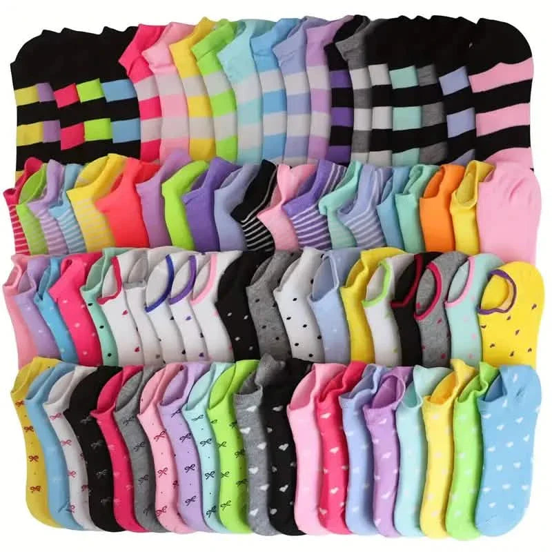 20 Paar: Socken in Bonbonfarben, lässige & atmungsaktive Söckchen, Damenstrümpfe & Strumpfwaren
