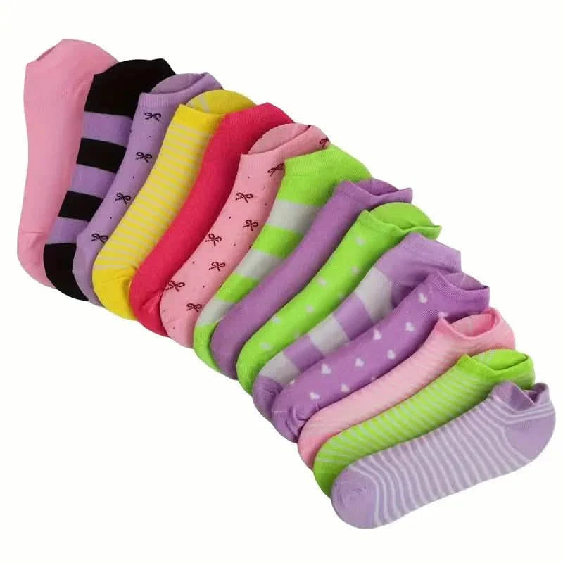 20 Paar: Socken in Bonbonfarben, lässige & atmungsaktive Söckchen, Damenstrümpfe & Strumpfwaren