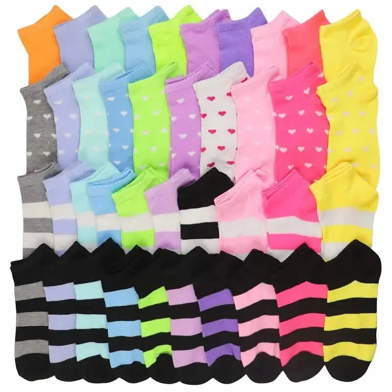 20 Paar: Socken in Bonbonfarben, lässige & atmungsaktive Söckchen, Damenstrümpfe & Strumpfwaren