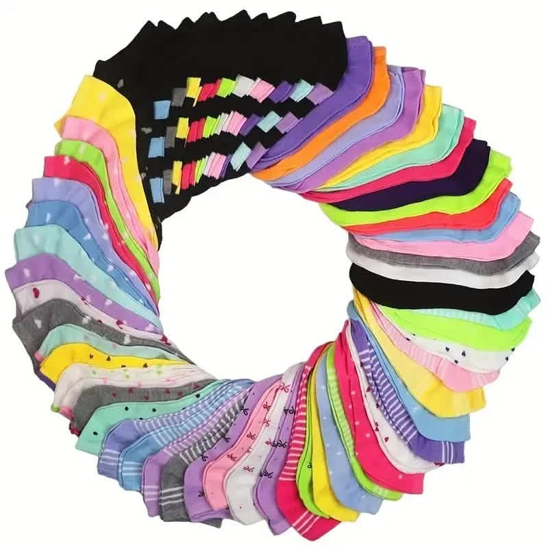 20 Paar: Socken in Bonbonfarben, lässige & atmungsaktive Söckchen, Damenstrümpfe & Strumpfwaren