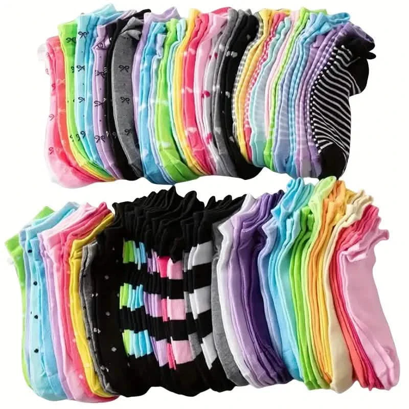 20 Paar: Socken in Bonbonfarben, lässige & atmungsaktive Söckchen, Damenstrümpfe & Strumpfwaren