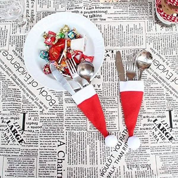 20-teilig: Weihnachtsmann-Mützen-Bestecktasche
