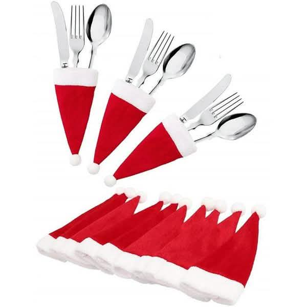 20-teilig: Weihnachtsmann-Mützen-Bestecktasche