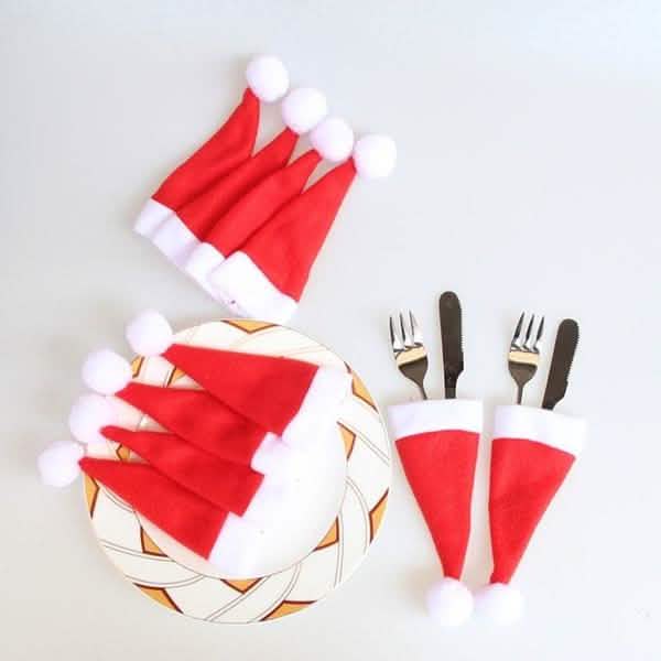 20-teilig: Weihnachtsmann-Mützen-Bestecktasche