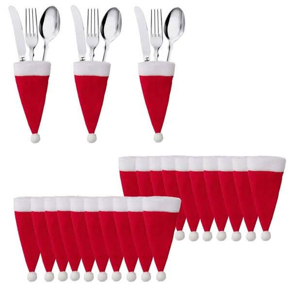 20-teilig: Weihnachtsmann-Mützen-Bestecktasche