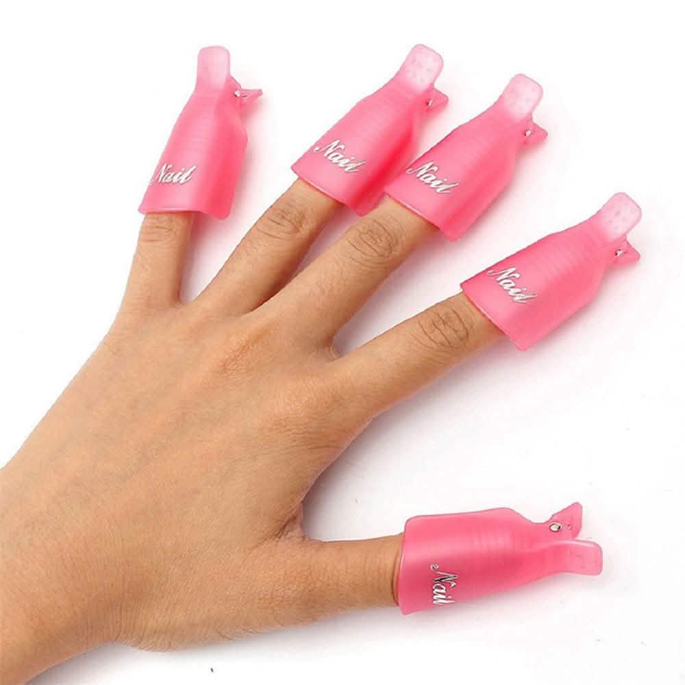 20-teiliges Set: Kunststoff-Acryl-Nagelkunst-Soak-Off-Kappen-Clip UV-Gel-Nagellackentferner-Wickelwerkzeug