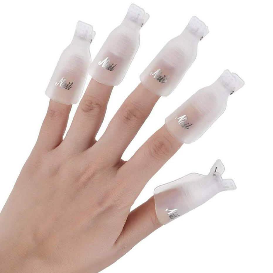 20-teiliges Set: Kunststoff-Acryl-Nagelkunst-Soak-Off-Kappen-Clip UV-Gel-Nagellackentferner-Wickelwerkzeug
