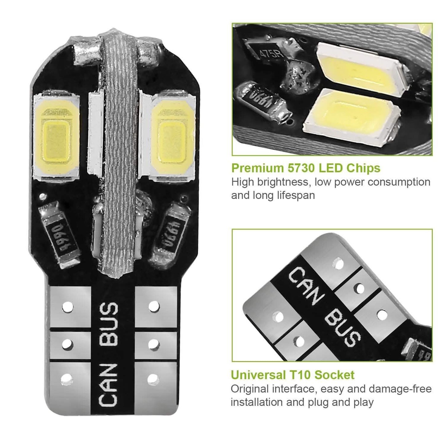20 Stück: T10 SMD5730 LED-Leuchtmittel