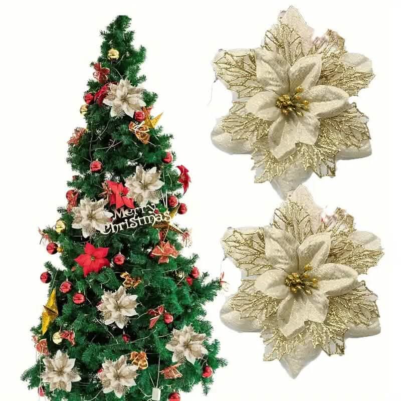 20 Stück: Künstliche Weihnachtssternblüten als Weihnachtsdekoration