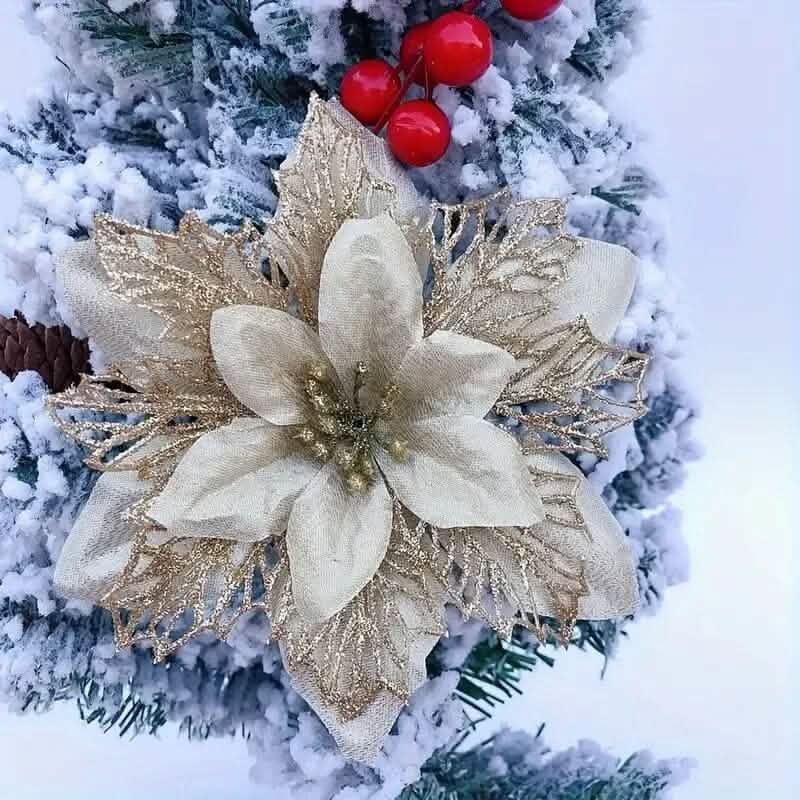 20 Stück: Künstliche Weihnachtssternblüten als Weihnachtsdekoration