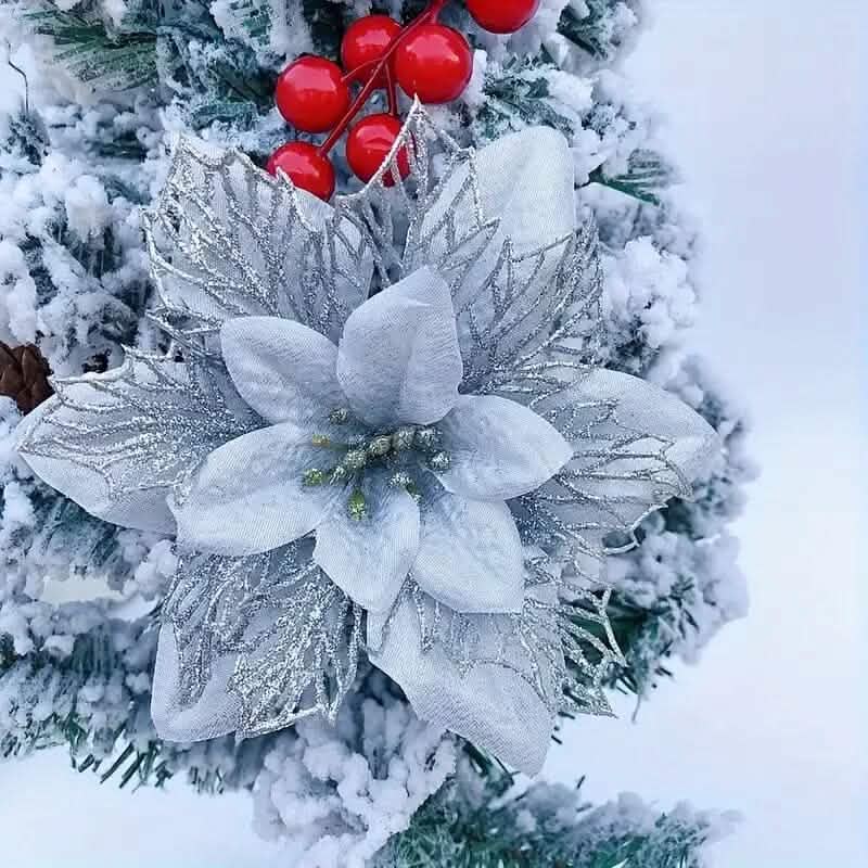 20 Stück: Künstliche Weihnachtssternblüten als Weihnachtsdekoration