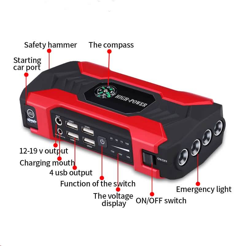 20000mAh Starthilfe Powerbank 200-600A Tragbares Ladegerät Auto Starthilfe