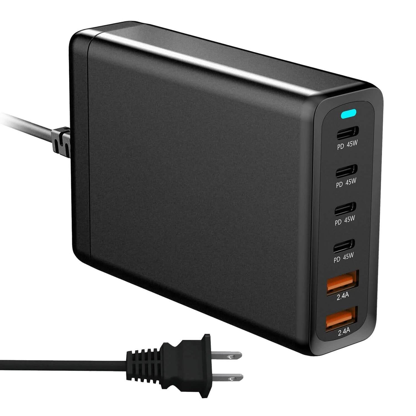 200W Schnellladegerät mit 6 Ladeanschlüssen Desktop USB-Ladestation