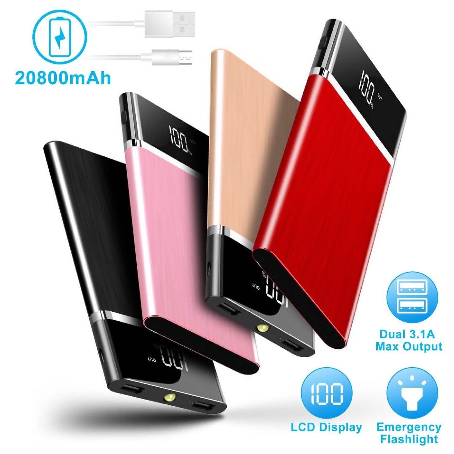 20800mAh Powerbank 76.96W Externer Akkupack