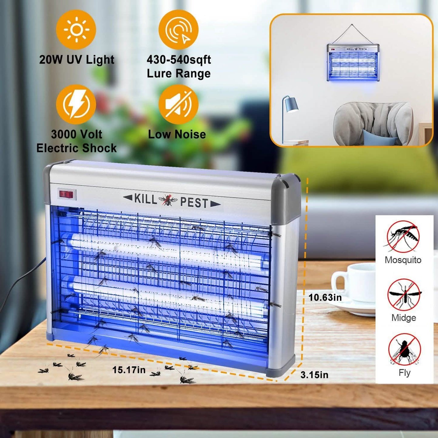 20W Elektrischer Fliegen- und Insektenvernichter Mückenstecker