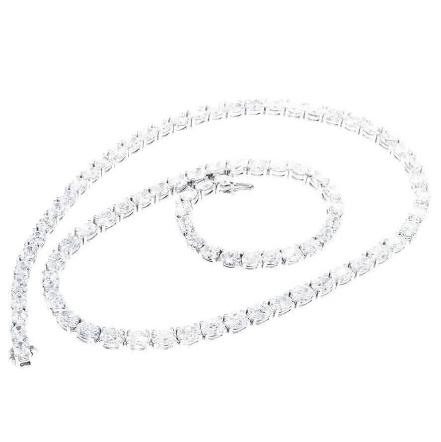 21,25 Karat im Labor gezüchtete ovale Diamanten, abgestufte Tennis-Halskette Platin & 14K