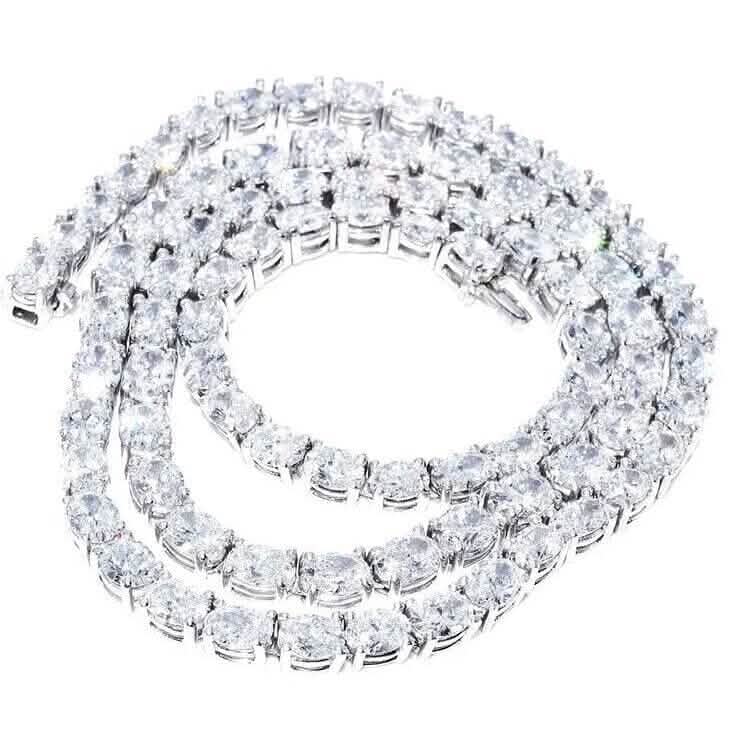 21,25 Karat im Labor gezüchtete ovale Diamanten, abgestufte Tennis-Halskette Platin & 14K