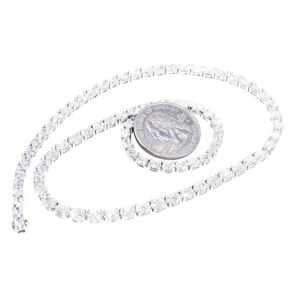 21,25 Karat im Labor gezüchtete ovale Diamanten, abgestufte Tennis-Halskette Platin & 14K