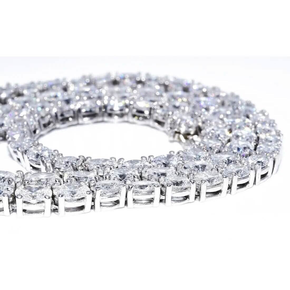 21,25 Karat im Labor gezüchtete ovale Diamanten, abgestufte Tennis-Halskette Platin & 14K