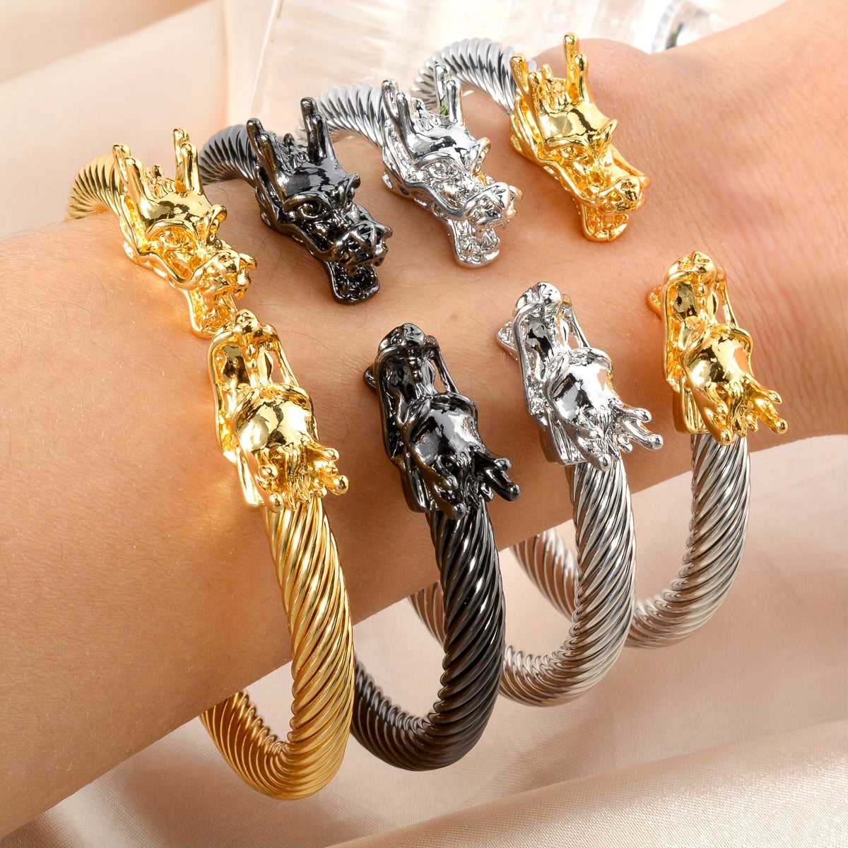 Doppeldrachen-Kupferarmband – Rock & Hip-Hop Style, Unisex
