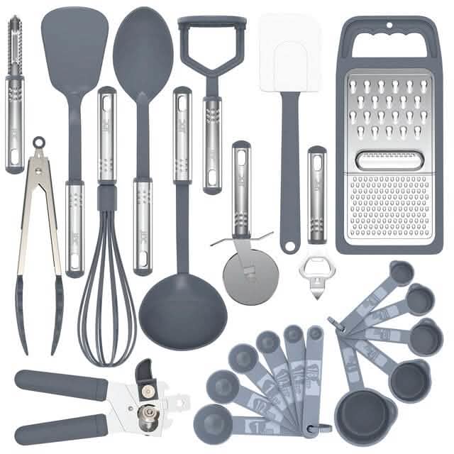 23-teilig: Lux Decor Collection Nylon-Kochutensilien-Set aus Edelstahl