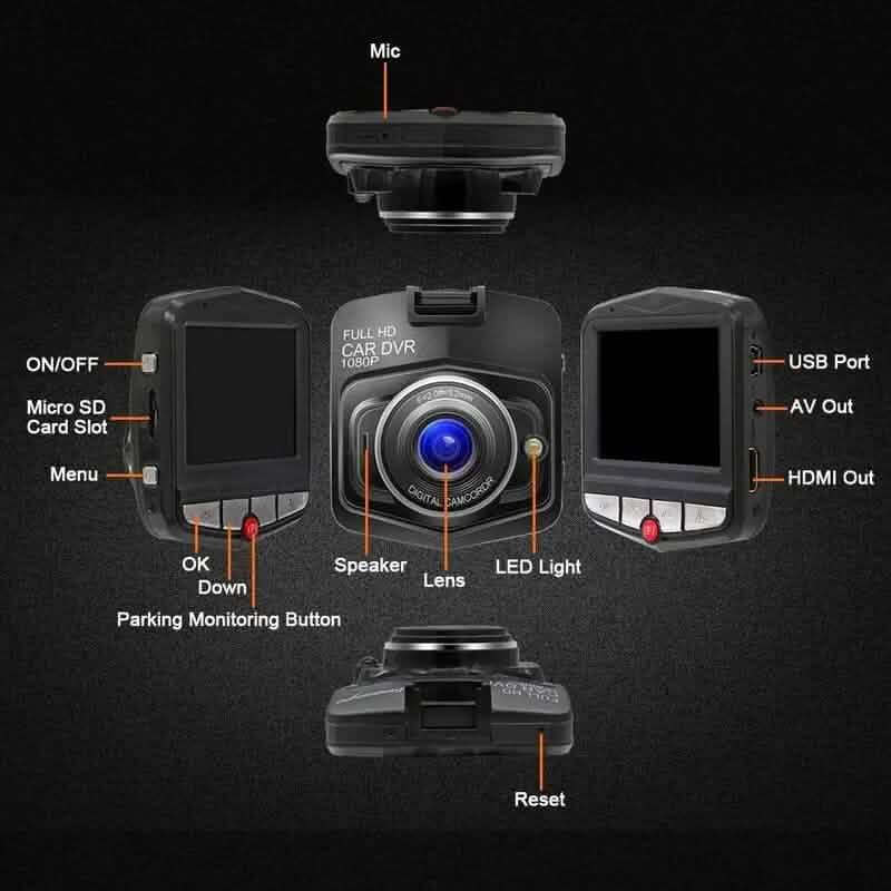 2,4-Zoll Full HD 1080P Dashcam, schwarz