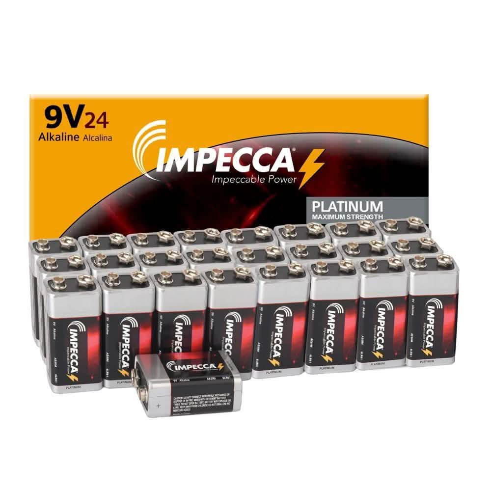 24er-Pack: Impecca Alkaline 9-Volt 6LR61 Platin Batterien