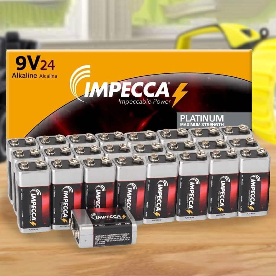 24er-Pack: Impecca Alkaline 9-Volt 6LR61 Platin Batterien