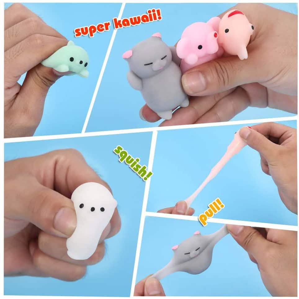 24er-Pack: Mochi Squishy Spielzeug für Kinder mit Aufbewahrung