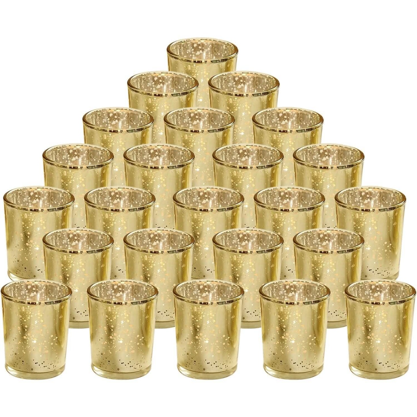 24-teiliger Votiv-Teelichthalter aus Quecksilberglas in Gold
