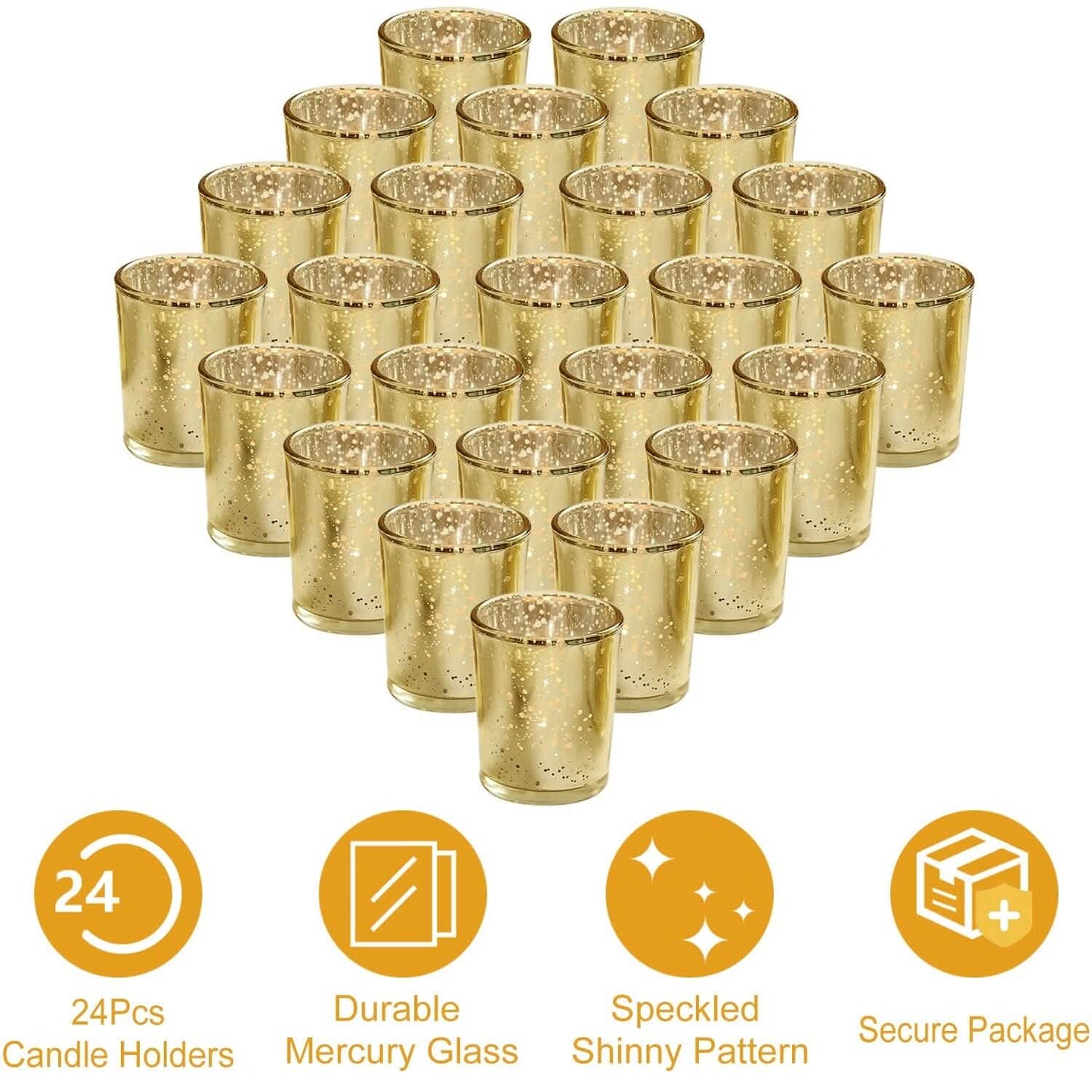 24-teiliger Votiv-Teelichthalter aus Quecksilberglas in Gold