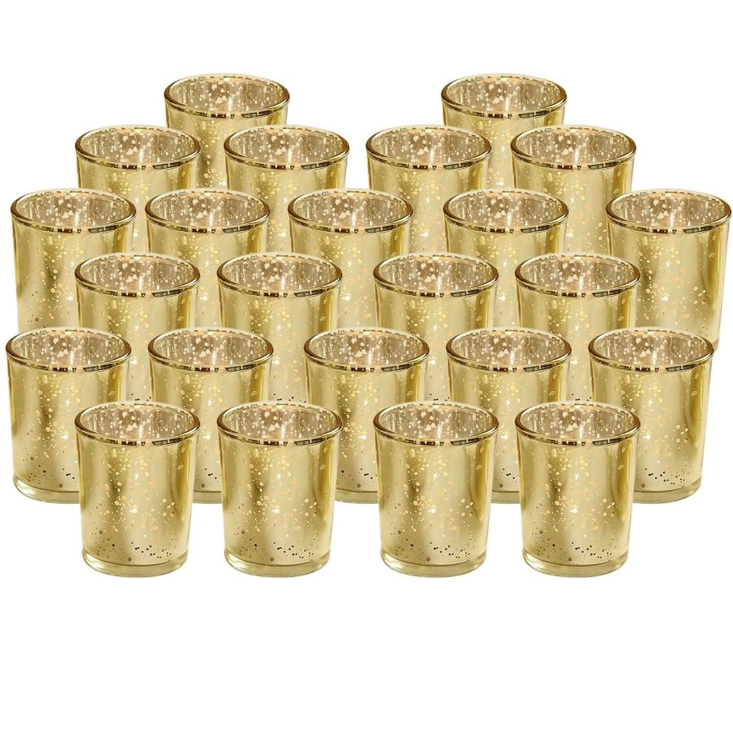 24-teiliger Votiv-Teelichthalter aus Quecksilberglas in Gold