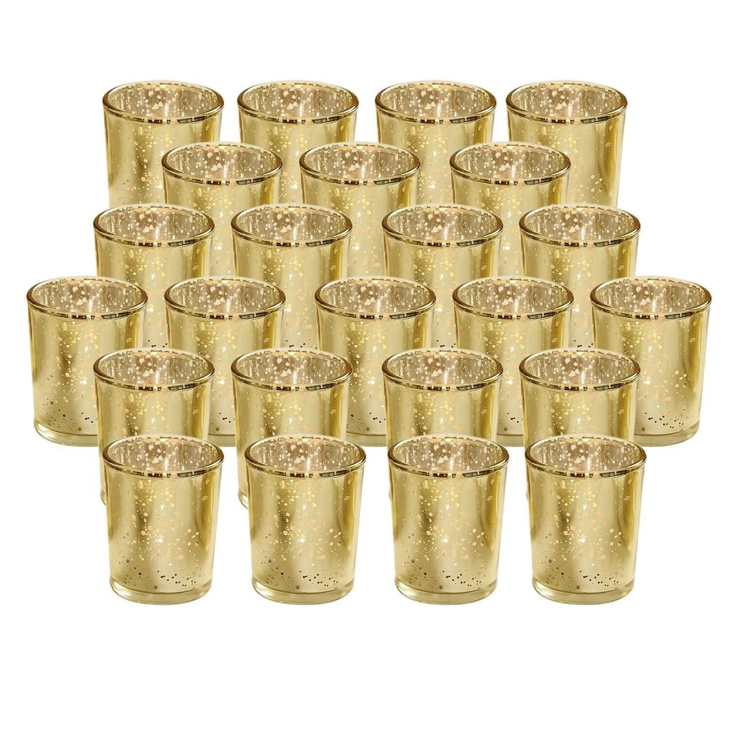 24-teiliger Votiv-Teelichthalter aus Quecksilberglas in Gold