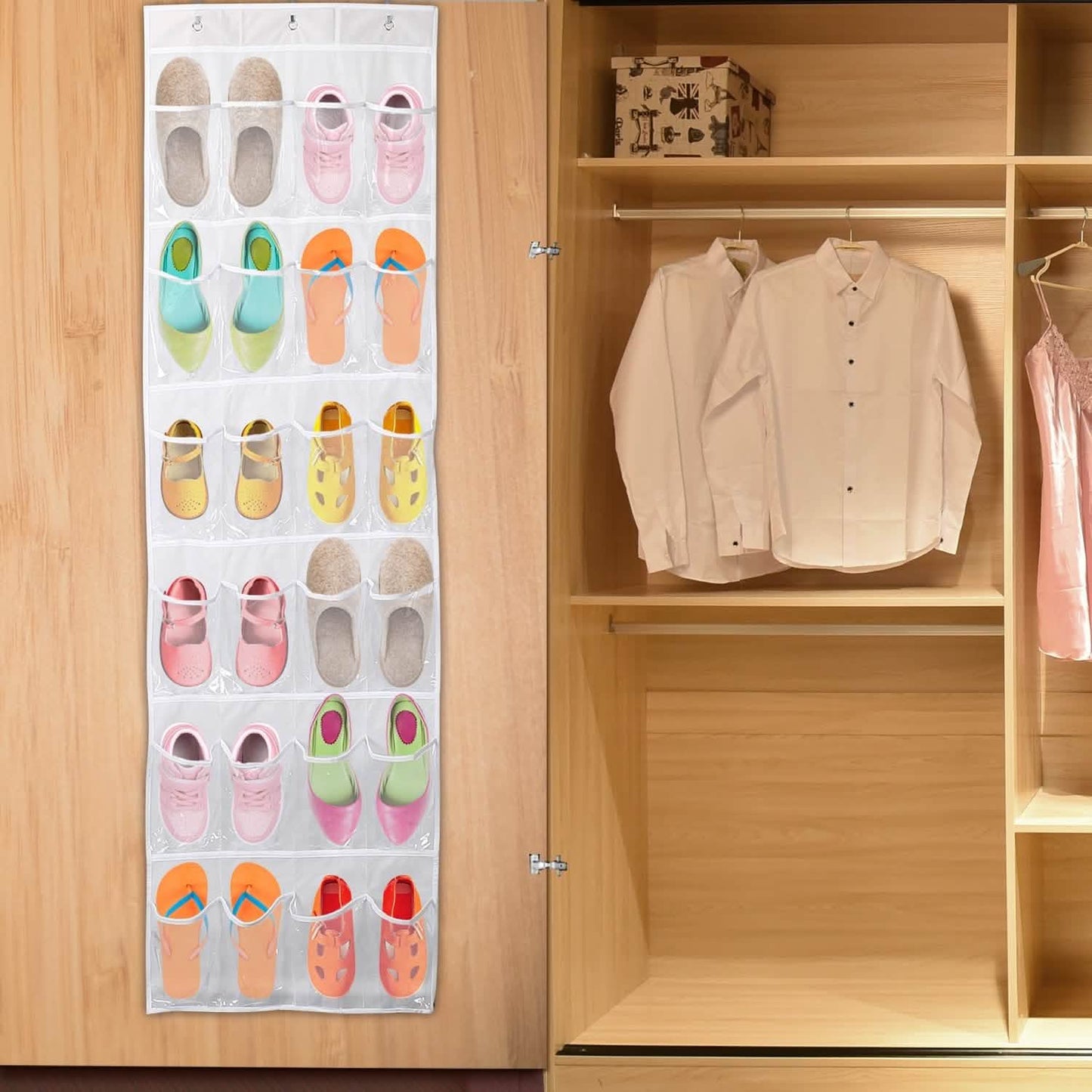 24-Taschen: Über der Tür Schuhregal Glasklarer Organizer
