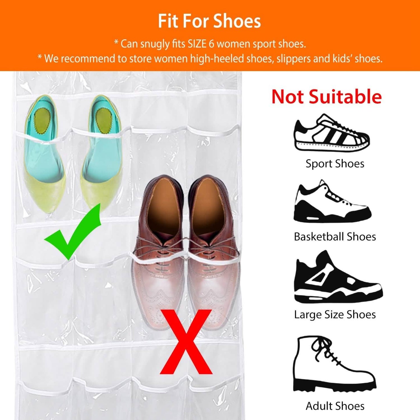 24-Taschen: Über der Tür Schuhregal Glasklarer Organizer