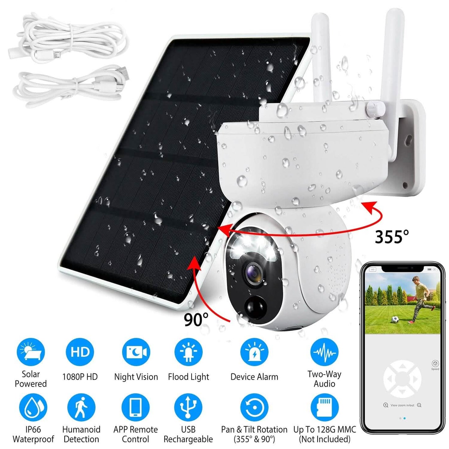 2.4G Wifi Solar Funk 1080P Überwachungskamera mit Flutlicht Nachtsicht
