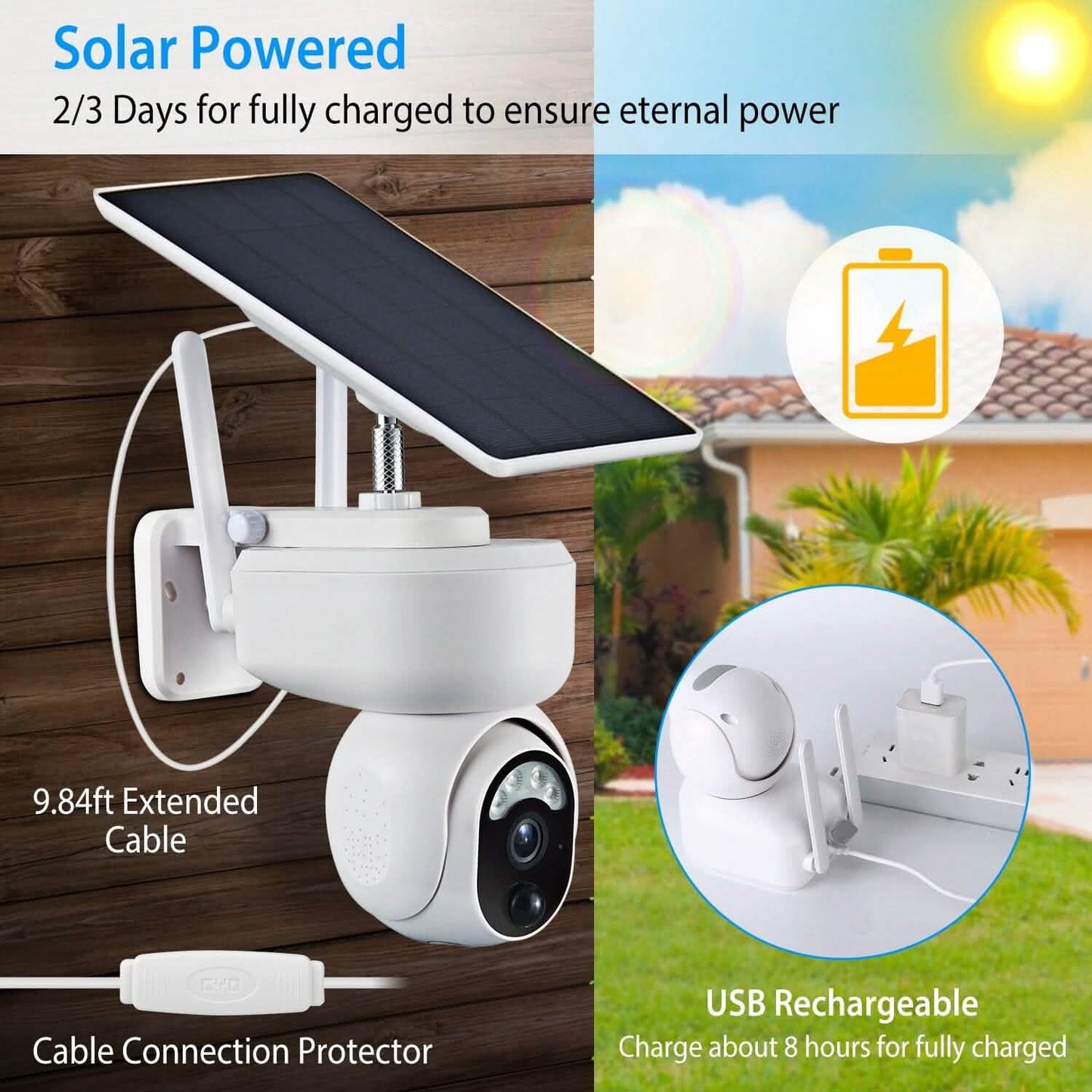 2.4G Wifi Solar Funk 1080P Überwachungskamera mit Flutlicht Nachtsicht