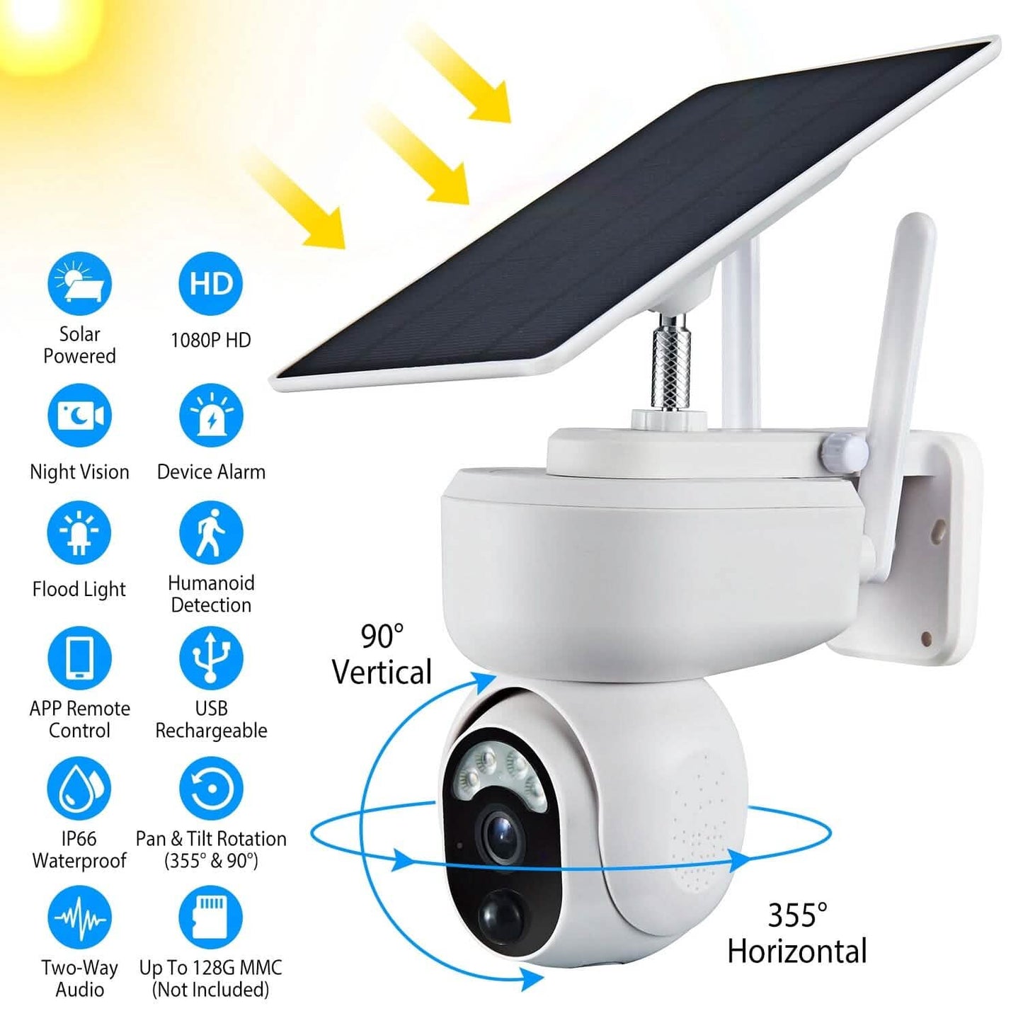 2.4G Wifi Solar Funk 1080P Überwachungskamera mit Flutlicht Nachtsicht